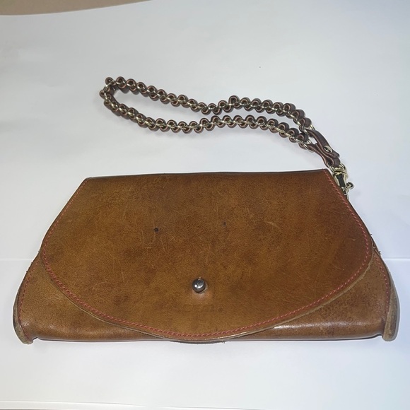 Dean. Cognac Leather Wristlet Clutch - Picture 1 of 9